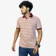 Men's White & Maroon Striped Polo T-Shirt | Premium Cotton Regular Fit